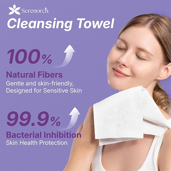 Disposable Face Towels (150 Count) – XL 10"x12" Ultra Thick Facial Cleansing Cloths – Soft Biodegradable Dry Wipes for Sensitive Skin – Lint-Free Makeup Remover Towelettes for Daily Skincare