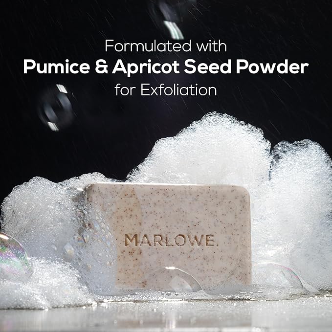 MARLOWE. No. 102 Body Scrub Soap 7 oz (3 Bars), Cedarwood & Sea Salt, Exfoliating Soap Bar with Shea Butter, Olive Oil & Green Tea Extracts, Cleanses, Smooths & Revitalizes Skin, Fresh & Zesty Scent