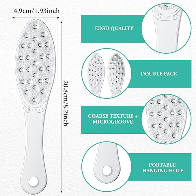 2 Pcs Stainless Steel Foot Scraper Metal Foot File Double Sided File Callus Remover Professional Feet Rasp Scrubber for Wet or Dry Skin Easy to Clean Pedicure Tool Heel