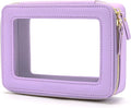 Aveniee Clear Makeup Bag Organizer, Travel Toiletry Bag Cosmetic Case for Women, Make Up Skincare Pouch Car Organizer Bag with Zippers for Essentials,Lilac,Medium Classic