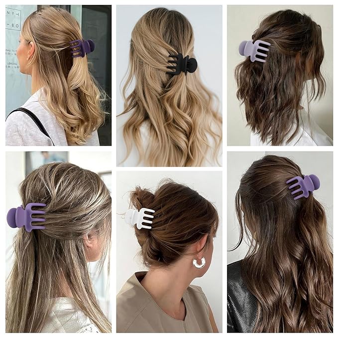6 Pcs Hair Clips Small Claw Clips for Thin Hair Medium Matte Non-slip Hair Accessories for Women and Girls (Purple)
