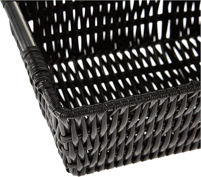 Whitmor 6500-2712-BLK Rattique Small Shelf Black Tote Basket (Pack of 6)