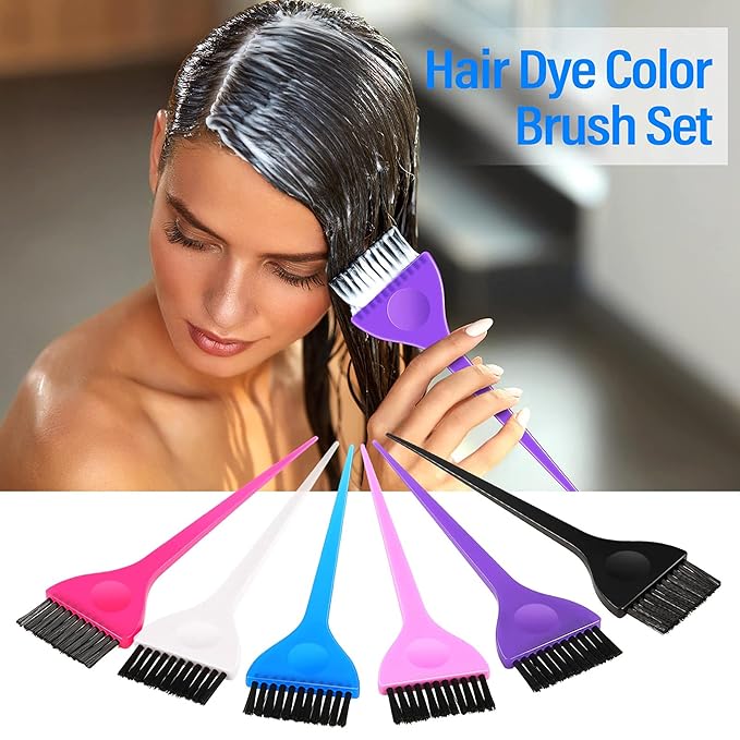 Boao 6 Pcs Hair Color Dye Brush Set Color Tint Applicator for Hair Stylist Reusable Coloring Tinting Brush Kit for Women Men Salon Use Dyeing Home DIY(6 Colors)