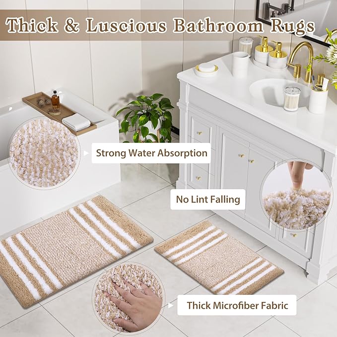 Bathroom Set - Bathroom Sets with Shower Curtain and Rugs, 25PC Bathroom Accessory Set, White Bathroom Accessories Set with Trash Can, Soap Dispensers