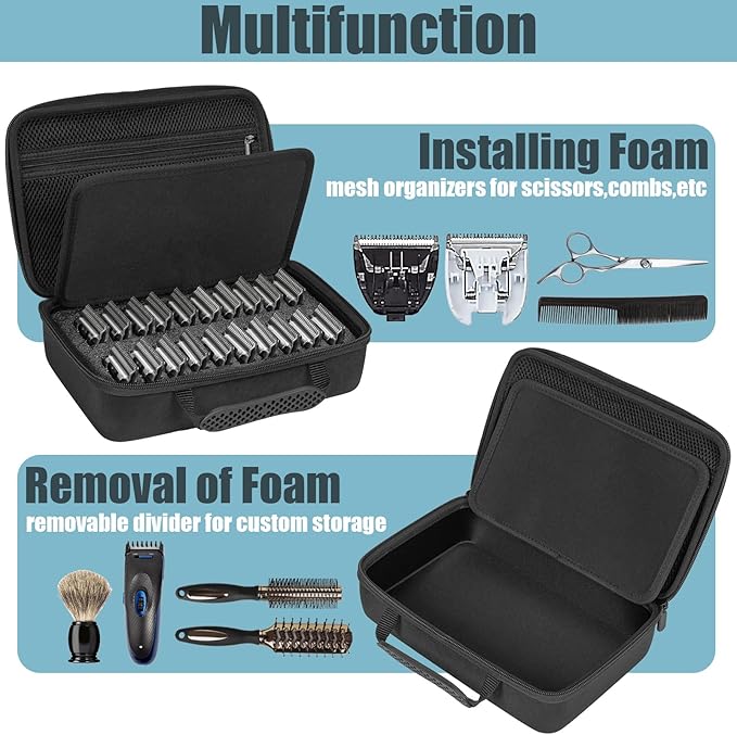 TORIBIO Hair Clipper Guard Blades Holder Case for Barbers and Stylists, Holds 20 Metal Guards for Andis, Oster, Wahl, Babyliss Detachable Clippers