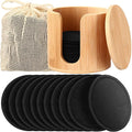 Foaincore 40 Pcs Reusable Makeup Remover Pads with Mesh Storage Bag and Bamboo Box Washable Bamboo Cotton Rounds Soft Reusable Face Pad for Toner Skin Various Skin Care Products(Black)