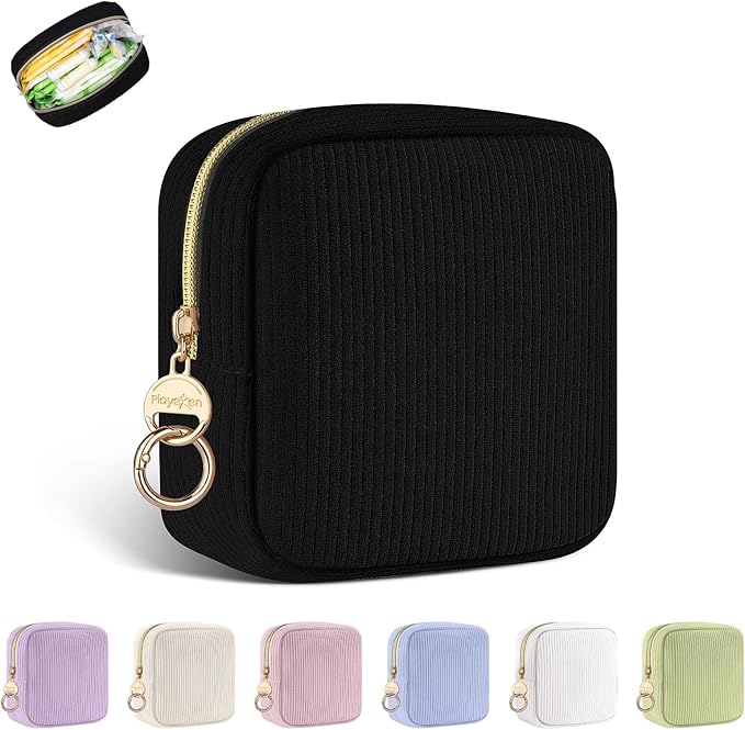 Period Bag for Teen Girls, Corduroy Sanitary Napkin Storage Bag, Menstrual Pad Pouches Tampon Holder for Purse