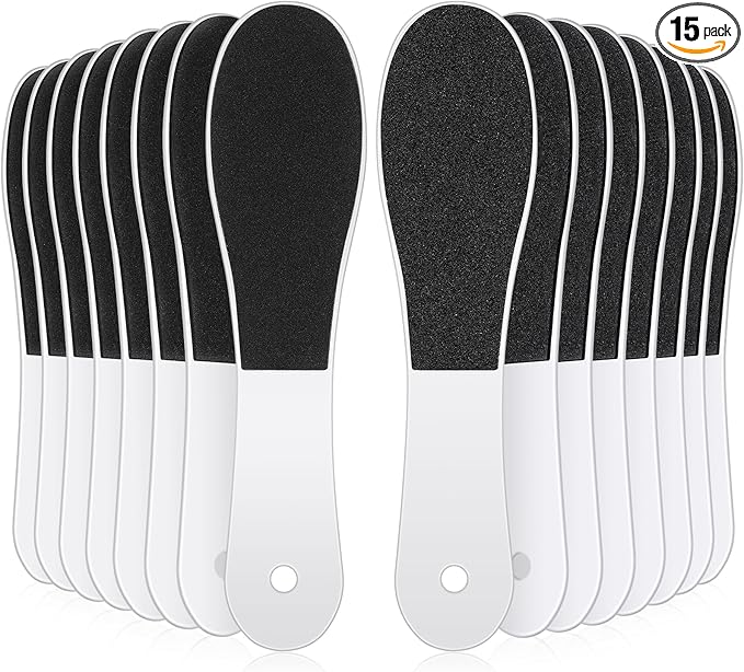 Lothee 15 Pack Foot File Foot Callus Remover Double Sided Professional Sandpaper Pedicure Tool Feet Scrubber Sander Feet Rasp for Dead Skin Cracked Heel Women Manicure Beauty Spa, 100/180 Grit, White