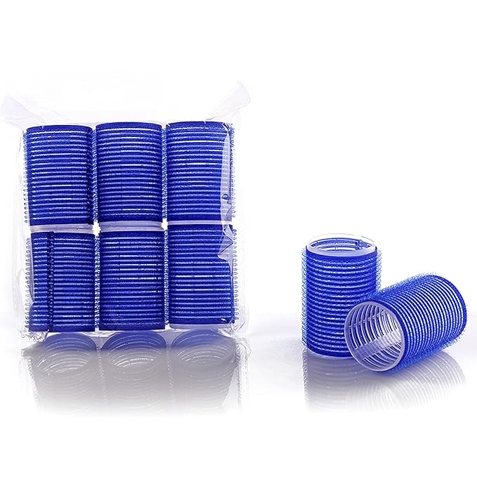 6PCS Roller Curlers For Medium Short Bangs, Heatless Curlers Create Natural Curly Hairstyles (Large Blue 6-Pack)