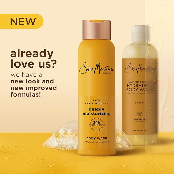 SheaMoisture Raw Shea Butter Body Wash Moisturize and Restore Deeply Moisturizing body wash for 24H Visible Moisture for Healthy, Glowing Skin 18 oz