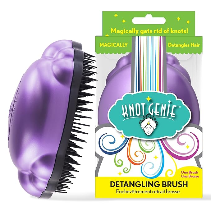 Knot Genie Detangling Hair Brush for Kids (Lilac Loveliness) | Original Full Size | Perfect for Curly Hair, Gently Separate Tangles, Leaves Hair Smooth & Shiny | The Pain Free Knot Detangler