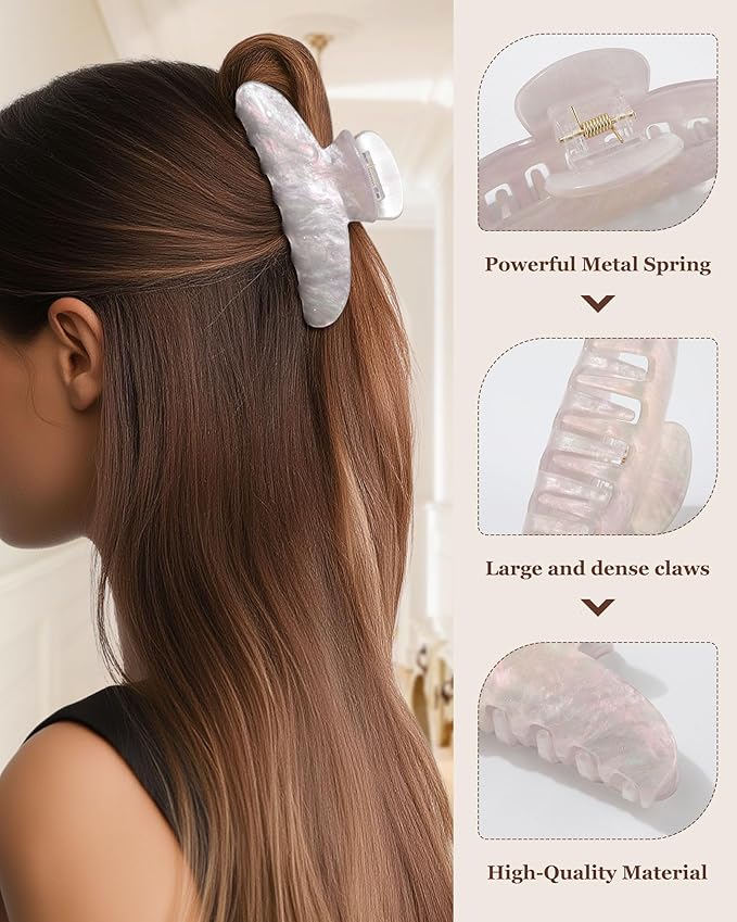 Molans 3PCS Hair Claw Clips Acrylic Clamps for women - Non-slip Strong Hold Barrettes for Thin Thick Hair, Medium hair clips Accessories