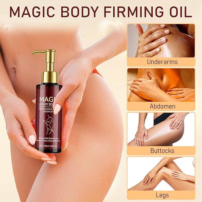 Body Firming Oil – Nourishing & Hydrating Dry Oil with Vitamin E & Natural Oils, Fast-Absorbing Serum for Crepe Skin, Helps Improve Elasticity & Smooth Skin Appearance, Full Body Care, 120ML