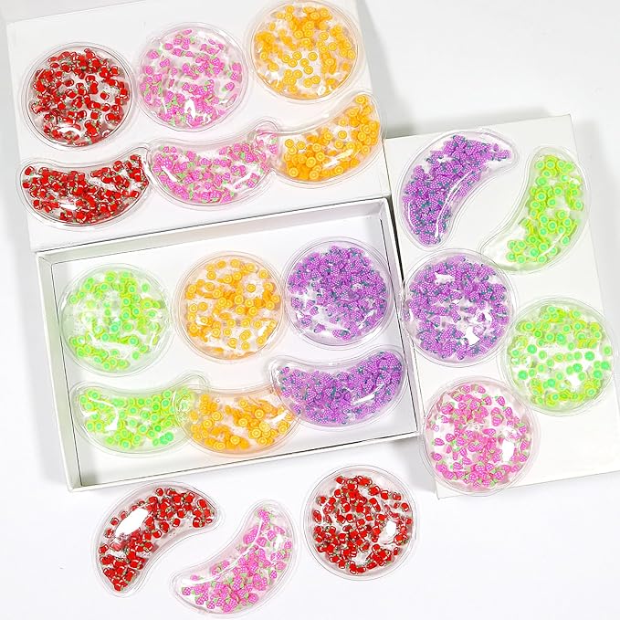 4PCS Gel Eye Ice Pack Set, Cold & Hot Compress, Reusable Cooling Gel Pads for Strain Relief, Relaxation, SPA and Sleep (4 Grapes)