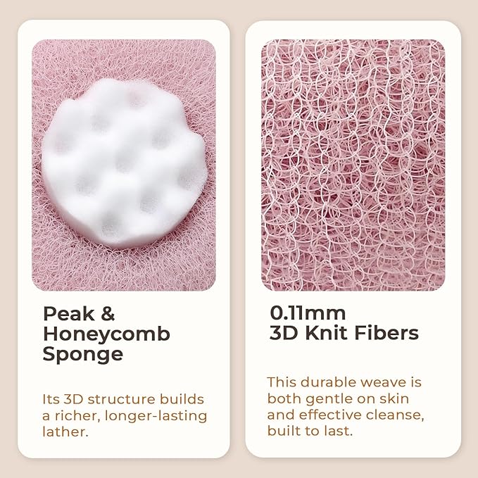 5 Packs Bath Sponge Shower Loofah, 2 in 1 Exfoliating Body Scrubber Exfoliator Net Sponges with Finger Rings, Super Soft Sunflower Suction Cup Bath Ball for Women Men (Pink+Yellow+Green+Purple+Gray)