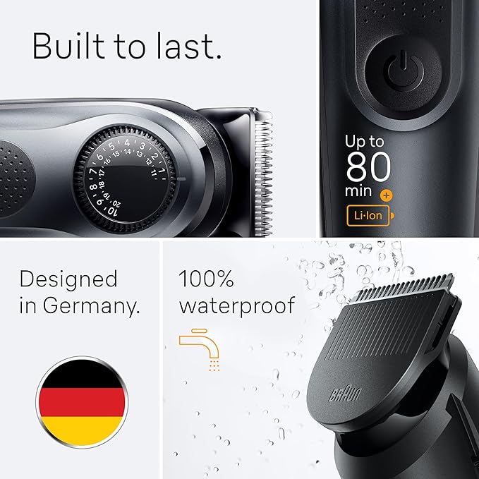 Braun All-in-One Style Kit Series 5 5471, 8-in-1 Trimmer for Men with Beard Trimmer, Body Trimmer for Manscaping, Hair Clippers & More, Ultra-Sharp Blade, 40 Length Settings, Waterproof