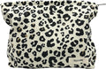 GUTGNK Corduroy Ladies Cosmetic Bag, Large Capacity Canvas Cosmetic Bag Travel Toiletry Bag Accessories Organizer, Black Spot Leopard Print