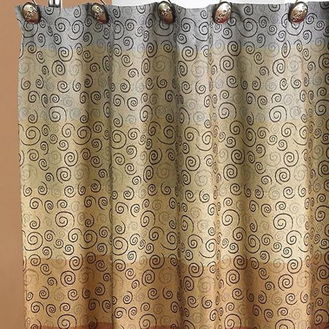 Zahari Home 13pc Miramar Bathroom Shower Curtain Sets Shower Curtain & 12 Shower Bathroom Hooks Modern Classic Luxury Contemporary Decor Multi Color Shower Curtain Set