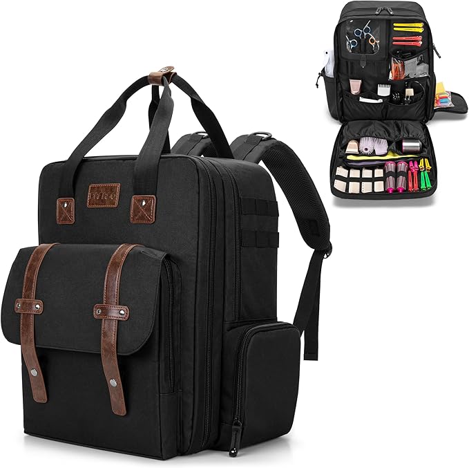 BAFASO Large Capacity Barber Case, Travel Hairdresser Bag Holds Various Hair Cutting Tools (Bag Only), Black