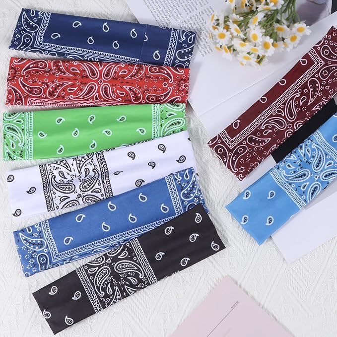 8 Pack Headbands for Women Non Slip - Stylish Sports Hair Bands for Women's Hair - Soft Cotton Cloth Stretchy Headbands for Women for Yoga, Outdoor Exercise Running