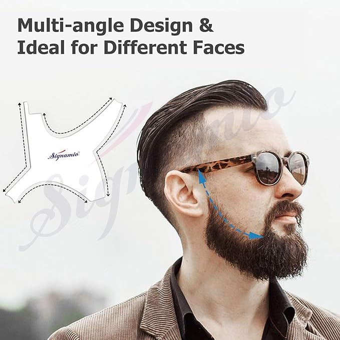 SIGNAMIO® All In One Multipurpose Clear Shaper - Beard Shaper Kit - Premium Shaping Tool - 100% Clear | Many Styles - The Ultimate Beard/Hair Lineup - Pack-1