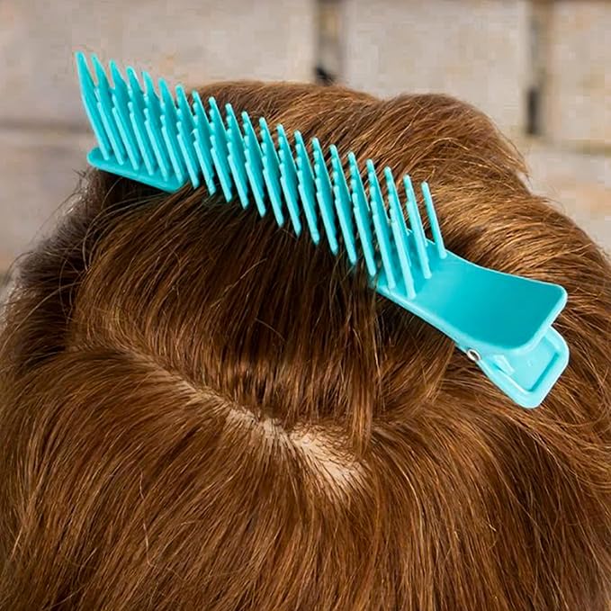 Alligator Hair Sectioning Grip Clips, 2 Pack Must Haves Nonslip Hairstylist for Coloring Barber Cutting Supplies, Neon Clip Parting Comb Quick & Efficient Nonslip, Professional Salon Braider Pink/Blue