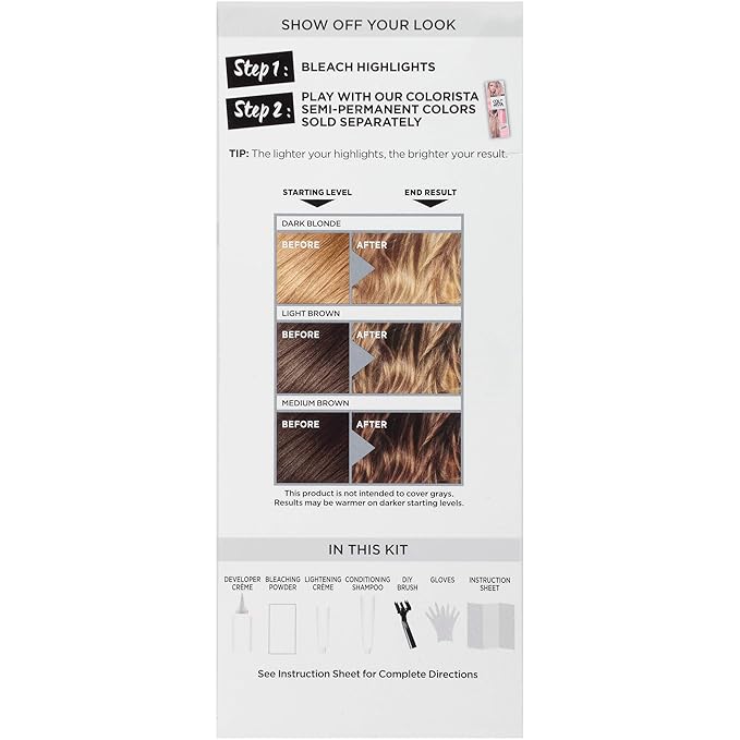 L’Oreal Paris Colorista Hair Bleach, Highlights Hair Color Kit, 1 Hair Bleach Kit