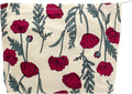 PAZIMIIK Floral Makeup Bag Large Cotton Zipper Pouch for Purse Travel Canvas Make Up Organizer for Women Cosmetic,Poppy Beige