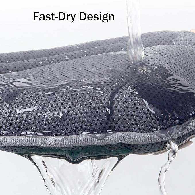 Bath Pillow PYRRHIC - Bathtub Pillow 5D Mesh with Neck & Back Support Non-Slip Suction Cups Fast Drying Soft Spa Pillow Relaxing Bath Accessories with Hook Laundry Bag Grey