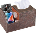 PU Leather Square Tissue Box Cover - Multi-Functional Tissue Box Holder, Tissue Box Cover with Storage,Tissue and Remote Control Holder, Cube Tissue Box Organizer Bedroom Nightstand End Table