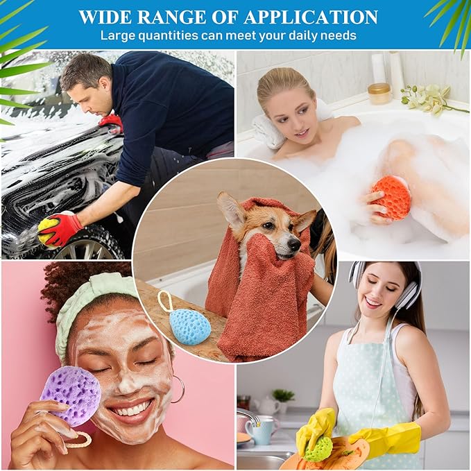 6 Pcs Bath Sponge Deep Cleansing Body Loofah Gentle and Deep Exfoliating Body Scrubber Bath Accessories Men Women Baby Sponge for Bathing Shower (Bright Color)