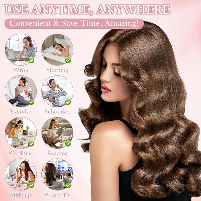Heatless Curls Overnight, No Heat Overnight Curl Headband, 70" Soft Ribbon Wrap for Long Hair, 9 PCS Heatless Curls Set