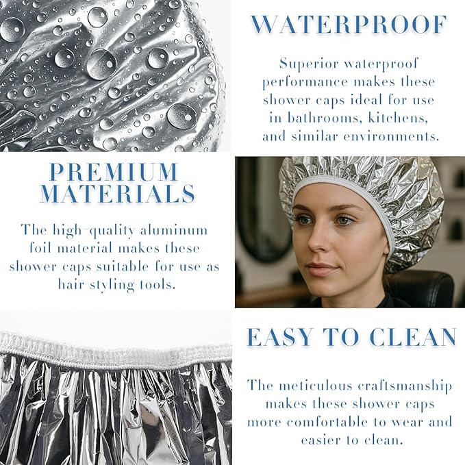 Reusable Aluminum Foil Heat Cap – Deep Conditioning Processing Cap with Elastic Band, Hair Treatment & Coloring Cap for Salon, Sauna & Home