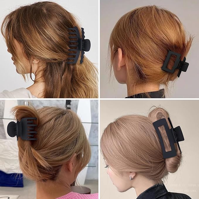 Hair Clips Collection: 16 Matte Claw Clips for Women - Strong Hold, Nonslip Banana Clips for Thin, Thick, and Curly Hair in Large & Small Sizes