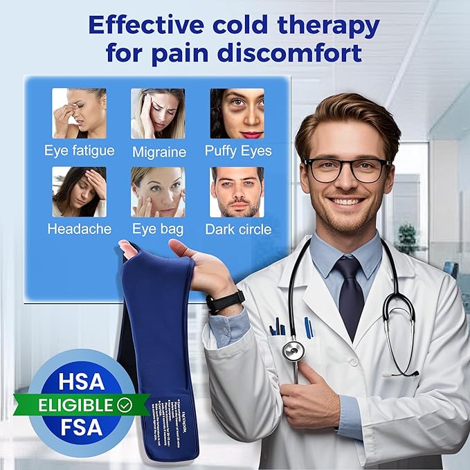 Cooling Gel Eye Mask Sleep: FSA -HSA Eligible, Cold Compress for Puffy Eyes & Migraine Relief - Reusable Gel Weighted Sleeping Mask for Dark Circles & After Surgery, Eye Care,Ice Pack for Face(Blue)
