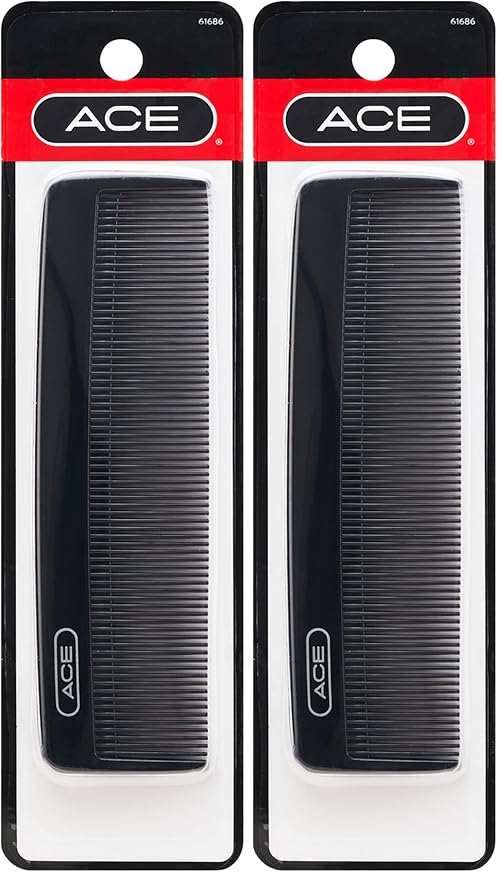 GOODY Ace Classic Bobby Pocket and Purse Hair Comb - 5 Inch, Black - Great for All Hair Types - Fine Comb Teeth for Thin to Medium Hair (Pack of 2)