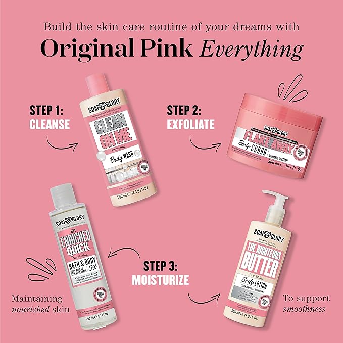 Soap & Glory Original Pink Exfoliating Body Scrub - Body Exfoliator & Dead Skin Remover with Mandarin Extract for Smooth, Radiant Skin - Rose & Bergamot (6.7 fl oz)