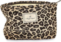 STARDW Leopard Makeup Bag Organizer Cosmetic Bags for Women and Girls,Travel Toiletry Bag Large Capacity Canvas Makeup Zipper Pouch, Purse Organizer Pouches (Brown Leopard)