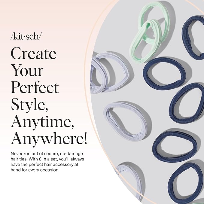 Kitsch Seamless Hair Ties No Damage - Stretchable Hair Bands for Strong All-Day Hold, Ponytail Holders | Hair Accessories for Girls | Ideal Gifts for Women - Garden Bouquet 8 Pcs