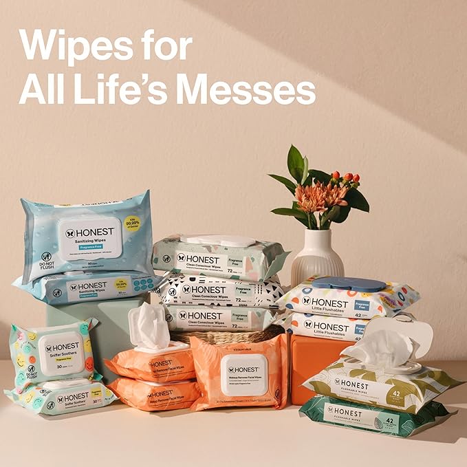 The Honest Company Calm and Cleanse Naturally Scented Wipes, Cleansing, Multi-Tasking, 99% Water Plant Based, Hypoallergenic, Lavender, 240 Count