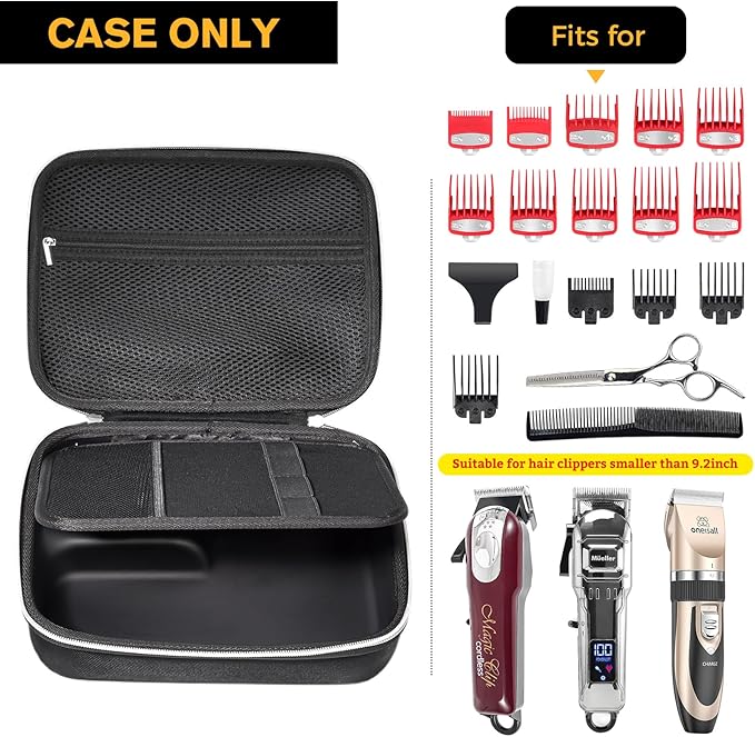 ProCase Barber Case with Washable Oilproof Inner Casing, Hard Travel Carrying Bag for Hair Clippers, Hair Cutting Supplies Holder, Trimmer Organizer Storage for Men Razor Guard Grooming Kits -Black