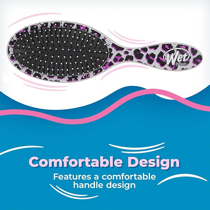 Wet Brush Original Detangler Brush - Pink Leopard, Safari - All Hair Types - Ultra-Soft Bristles Glide Through Tangles with Ease - Pain-Free Comb for Men, Women, Boys & Girls (Pack of 2)