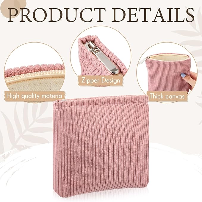 Abbylike 4 Pcs Small Makeup Bag Corduroy Cosmetic Pouch with Zipper Portable Little Bags for Purse Mini Pouch Cute Makeup Purse for Coin Essentials Items Women(Plain)