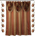 Zahari Home 13pc Contempo Bathroom Shower Curtain Sets Luxury Classic Shower Curtain & 12 Shower Curtain Hooks Contemporary Fabric Shower Curtain Unique Design Stylish Striped Shower Curtain Set