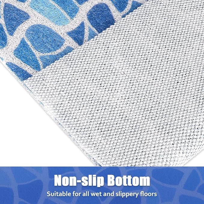 Bathtub Mat Shower Mat Non-Slip, 16x 39 Inch, Soft Comfort Bath Mat with Drainage Holes, PVC Loofah Massage Bathmat for Shower, Tub, Bathroom, Wet Areas, Quick Drying