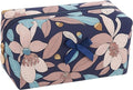 Floral Quilted Cotton Makeup Bag for Women, Large Capacity Travel Cosmetic Pouch with Zipper, Cute Toiletry & Brush Organizer, Kawaii Makeup Storage Case – Navy Big Floral