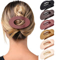 Mesovor 6 Pack Flat Hair Claw Clips, 4.33" Nonslip Large Round Lay Flat Hair Clips | Strong Hold French Flat Hairclips for Lying Down, Yoga, Driving (Orange-red Matte)
