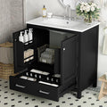 Bellemave 30" Bathroom Vanity with Sink Combo Set, Solid Wood Frame Bathroom Storage Cabinet with a Drawer, 2 Soft Closing Cabinet Doors with Organizer, Black