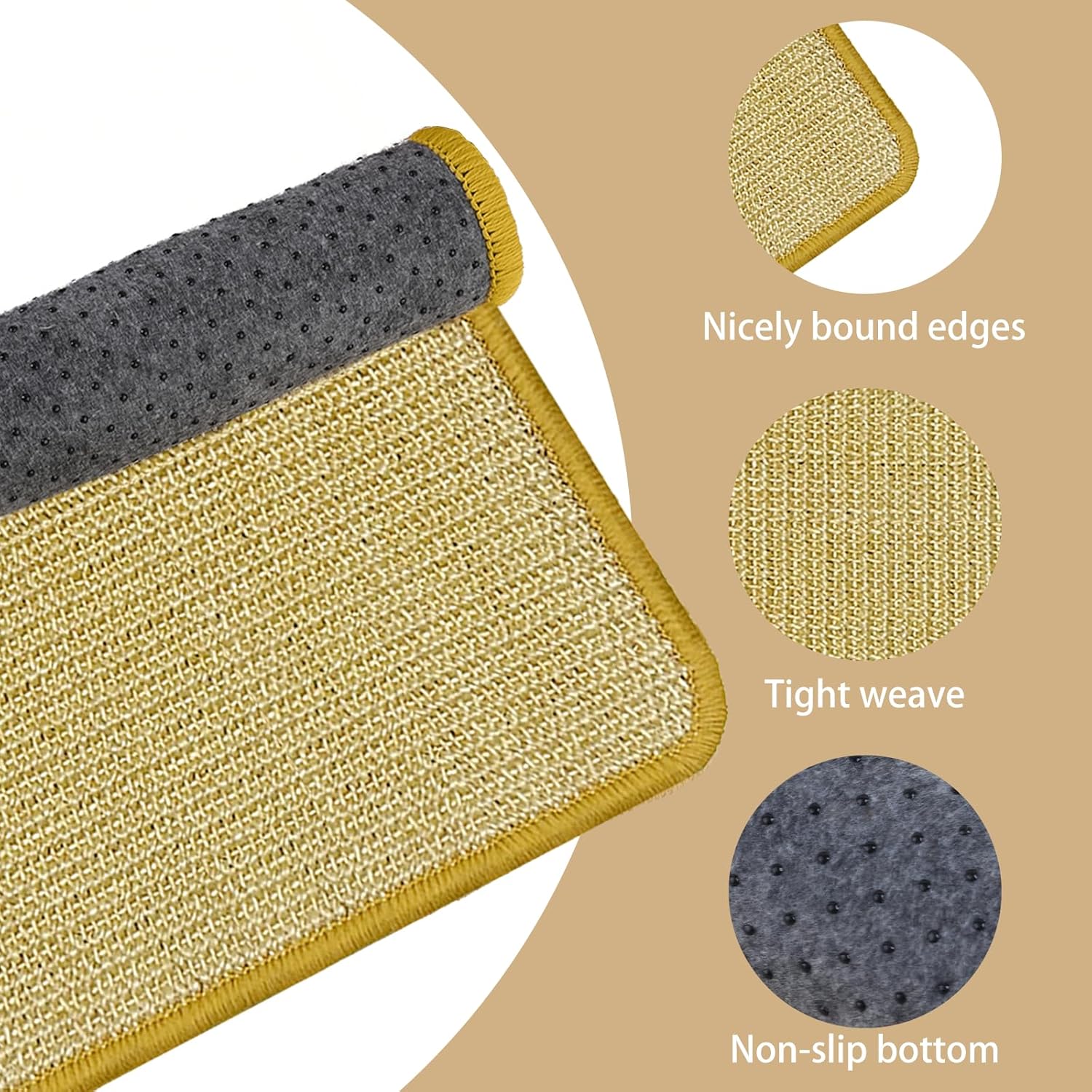 DYAUS Rabbit Scratching Pad, Sisal Bunny Scratch Pad, Natural Rabbit Foraging Mats for Cages, Indoor Bunny Toys Accessories for Bedding Biting Sleeping Resting (2PCS, 16x12in)