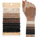 Hair Accessories Set for Women: 20 Boho Hair Ties in 5 Neutral Colors, 4 Stylish Hair Bands Bracelets for Thick or Thin No Damage Ponytails